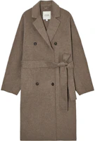 (Women) COS Gray Tie-Belt Straight Wool Blend Coat with Brushed Collar 1198271001 (Women) COS Gray Tie-Belt Straight Wool Blend Coat with Brushed Collar 1198271001