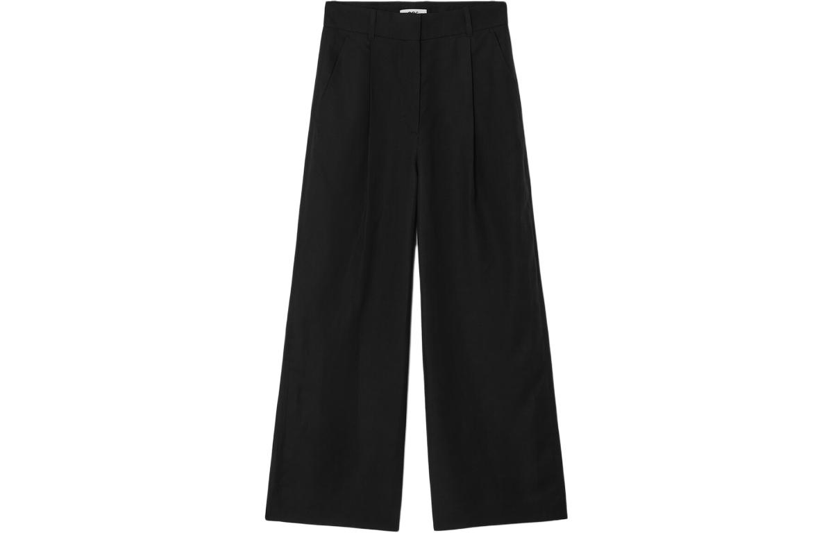 (Women) COS High-Waisted Black Wide-Leg Relaxed Pants 992842018