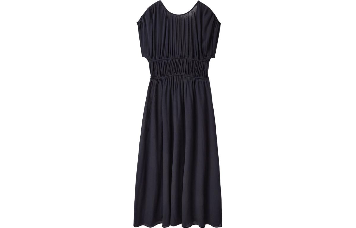 (Women) COS Navy Pleated Open-Back Casual Dress 1069202001