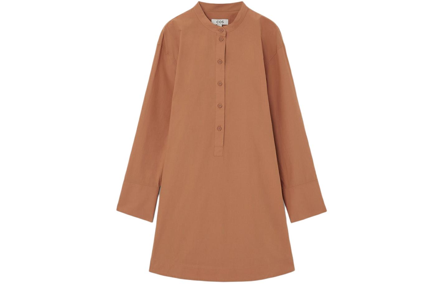 (Women) COS Orange Half-Placket A-Line Long-Sleeve Shirt Dress 1209244004