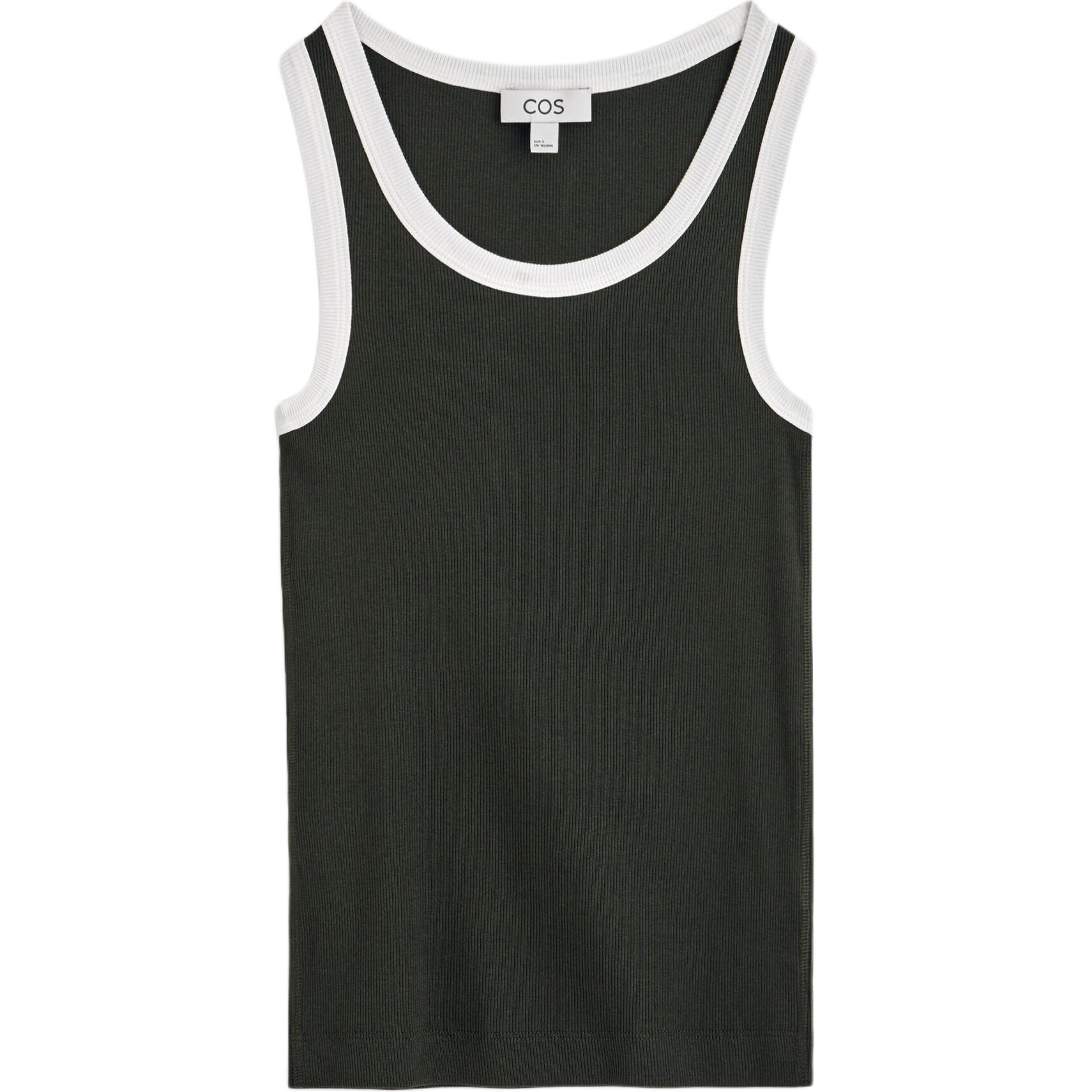 (Women) COS Slim Fit Color-Block Ribbed Sleeveless Tank Top 1326259008