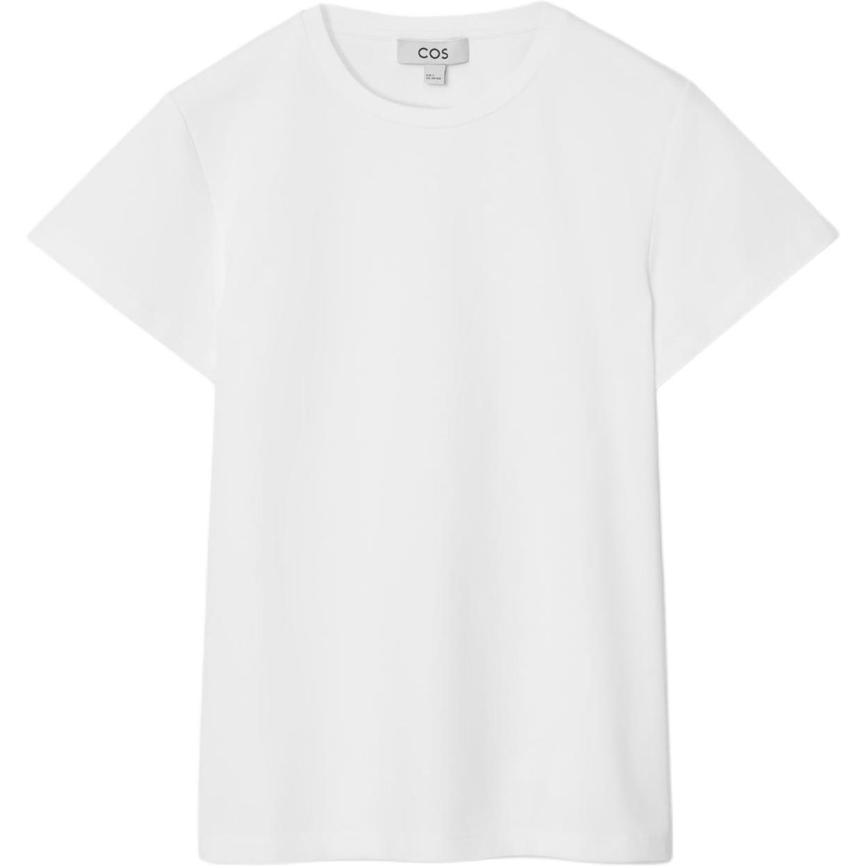 (Women) COS Slim Fit Plain Knit Short Sleeve T-Shirt - White 1238168001