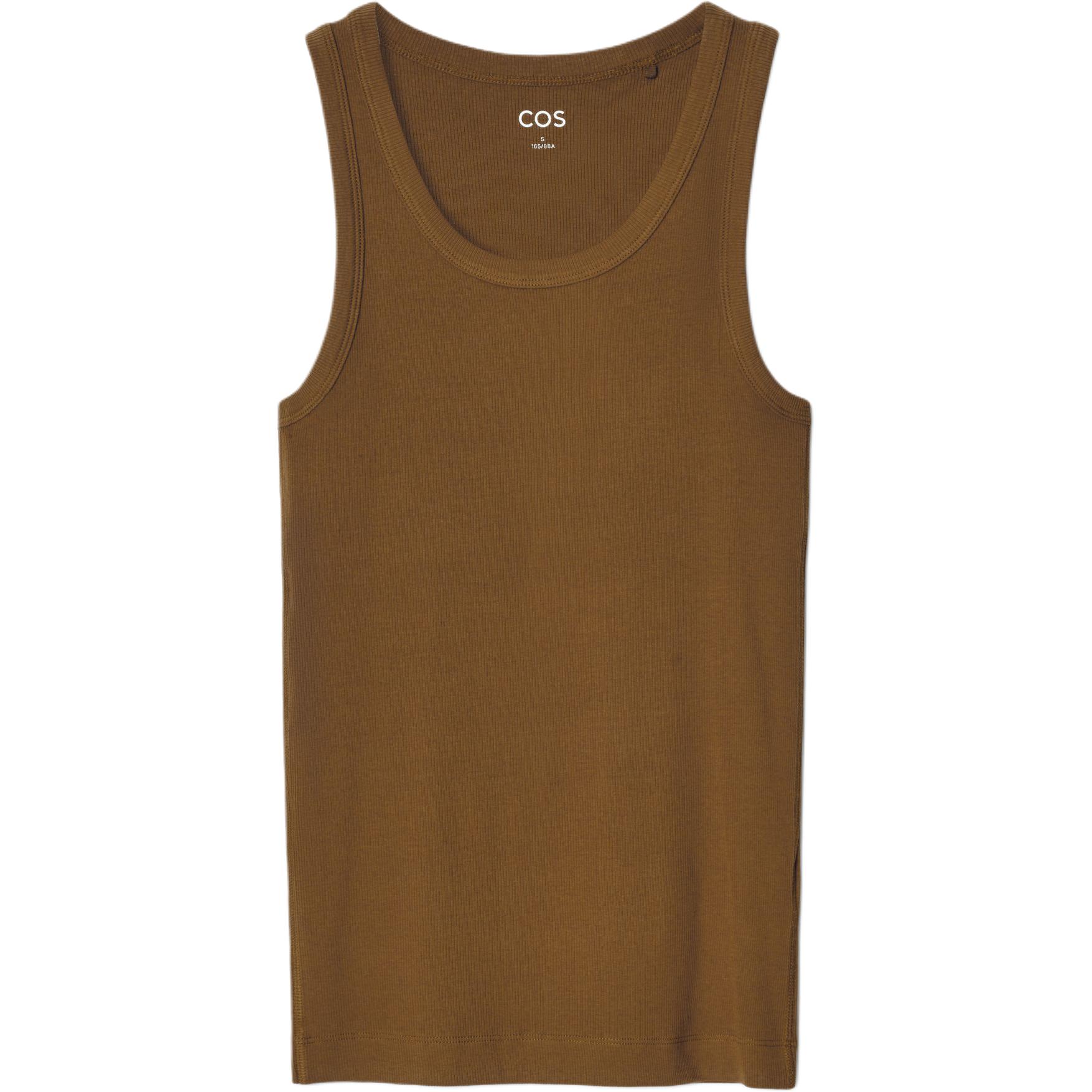 (Women) COS Stretch Ribbed Slim Tank Top Brown 888940076