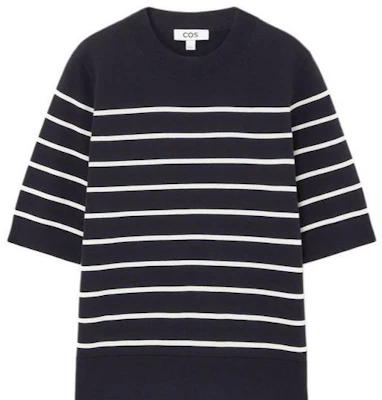 (Women) COS Two-Tone Short Sleeve Casual Knit T-Shirt Navy/Striped 1069400017 Buy (Women) COS Two-Tone Short Sleeve Casual Knit T-Shirt Navy/Striped 1069400017