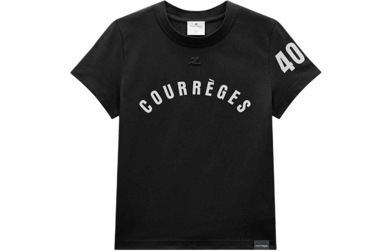 (Women) Courrèges COURREGES  Black Logo Print Short-Sleeve Crewneck T-Shirt. 124JTS006JS01129999