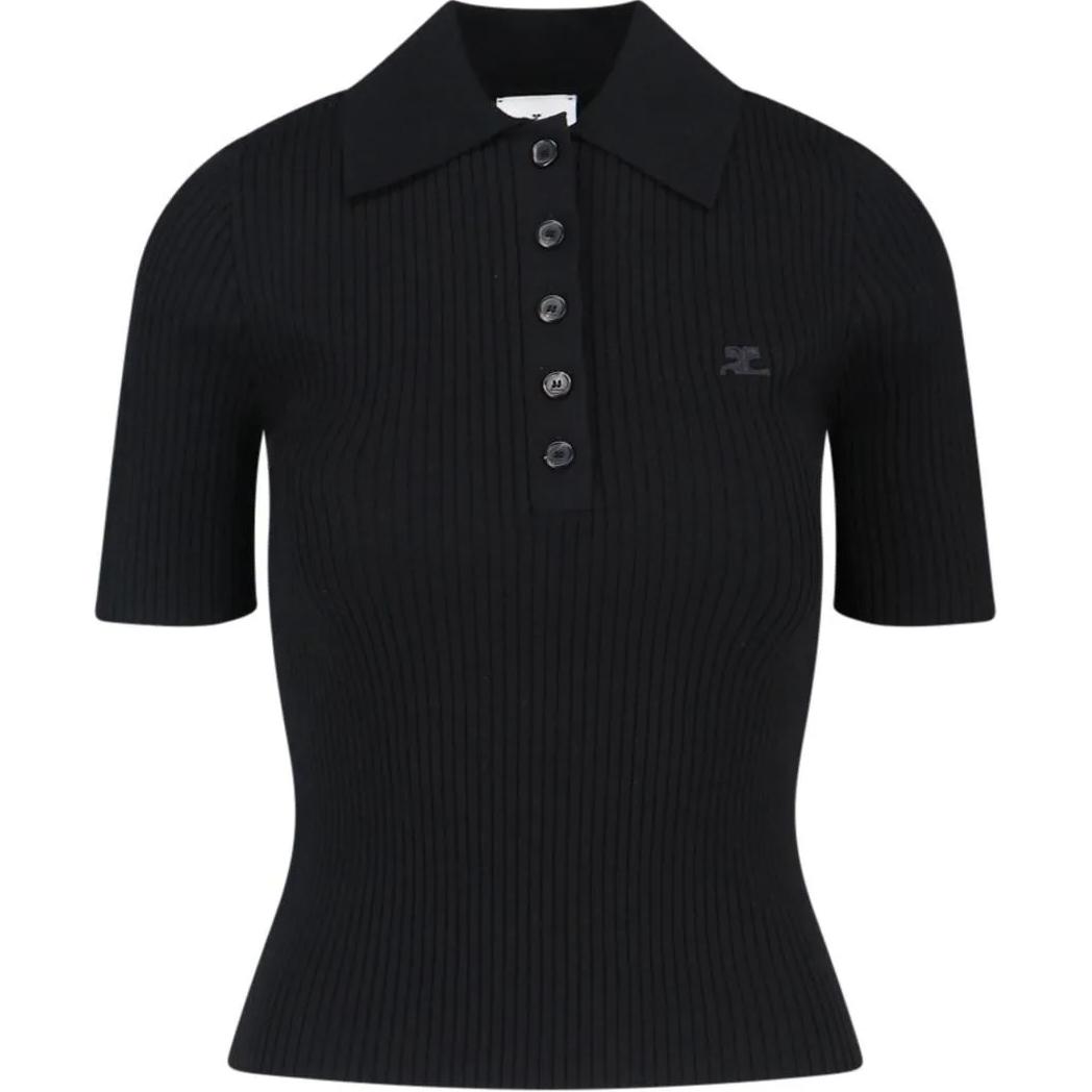 Order (W) Polo Negro Courrèges con Logo y Mangas Cortas. VESMPO029FI0001-9999