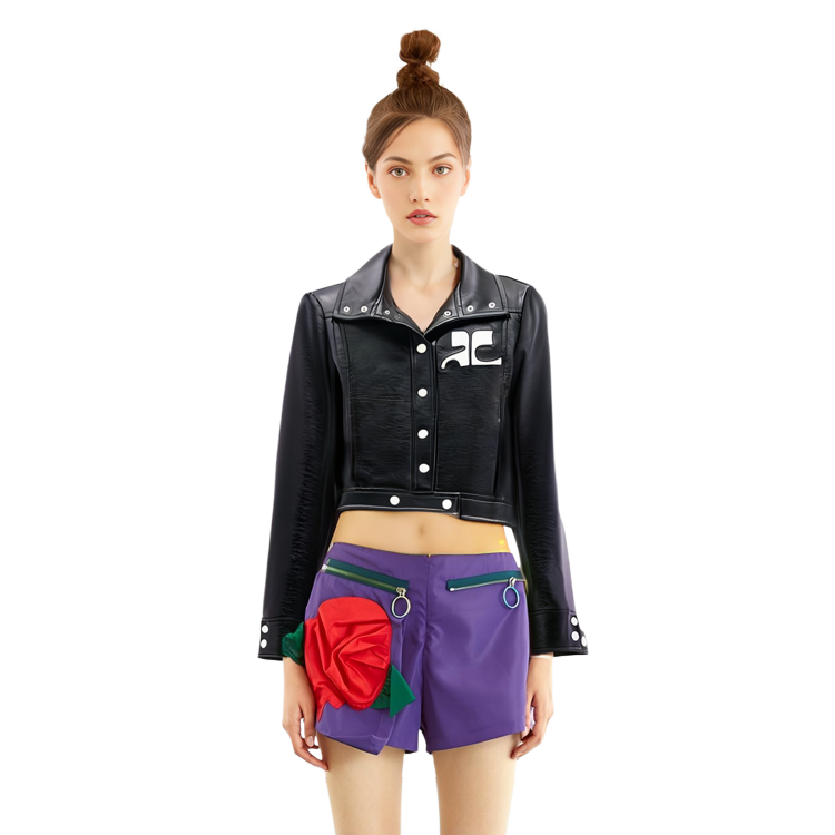 Sizing (W) Courrèges 黑色修身短款长袖夹克. PERCBL005VY00149999