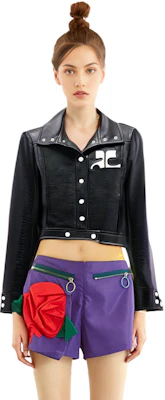 (W) Courrèges 黑色修身短款长袖夹克. PERCBL005VY00149999 Sizing (W) Courrèges 黑色修身短款长袖夹克. PERCBL005VY00149999