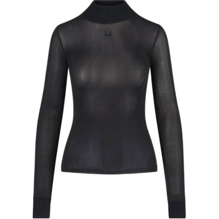 (Women) Courrèges COURREGES  Black Solid Turtleneck Slim Fit Pullover Sweater PERJTO029JS01159999