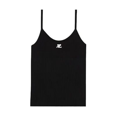 (Women) Courrèges COURREGES Knitted Tank Top Black - American Style Sleeveless Top PERMDE012FI00019999