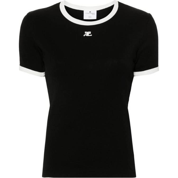 Buy (Women) Courrèges COURREGES  Slim Fit Crew Neck Short Sleeve T-Shirt Black VESJTS017JS00709901