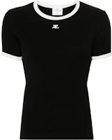 (Women) Courrèges COURREGES Slim Fit Crew Neck Short Sleeve T-Shirt Black VESJTS017JS00709901 (Women) Courrèges COURREGES Slim Fit Crew Neck Short Sleeve T-Shirt Black VESJTS017JS00709901