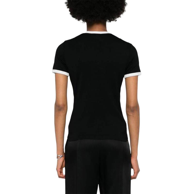 Shop (Women) Courrèges COURREGES  Slim Fit Crew Neck Short Sleeve T-Shirt Black VESJTS017JS00709901