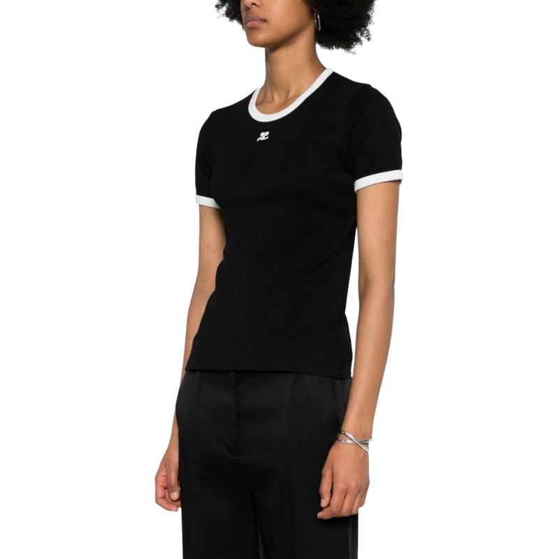 Purchase (Women) Courrèges COURREGES  Slim Fit Crew Neck Short Sleeve T-Shirt Black VESJTS017JS00709901