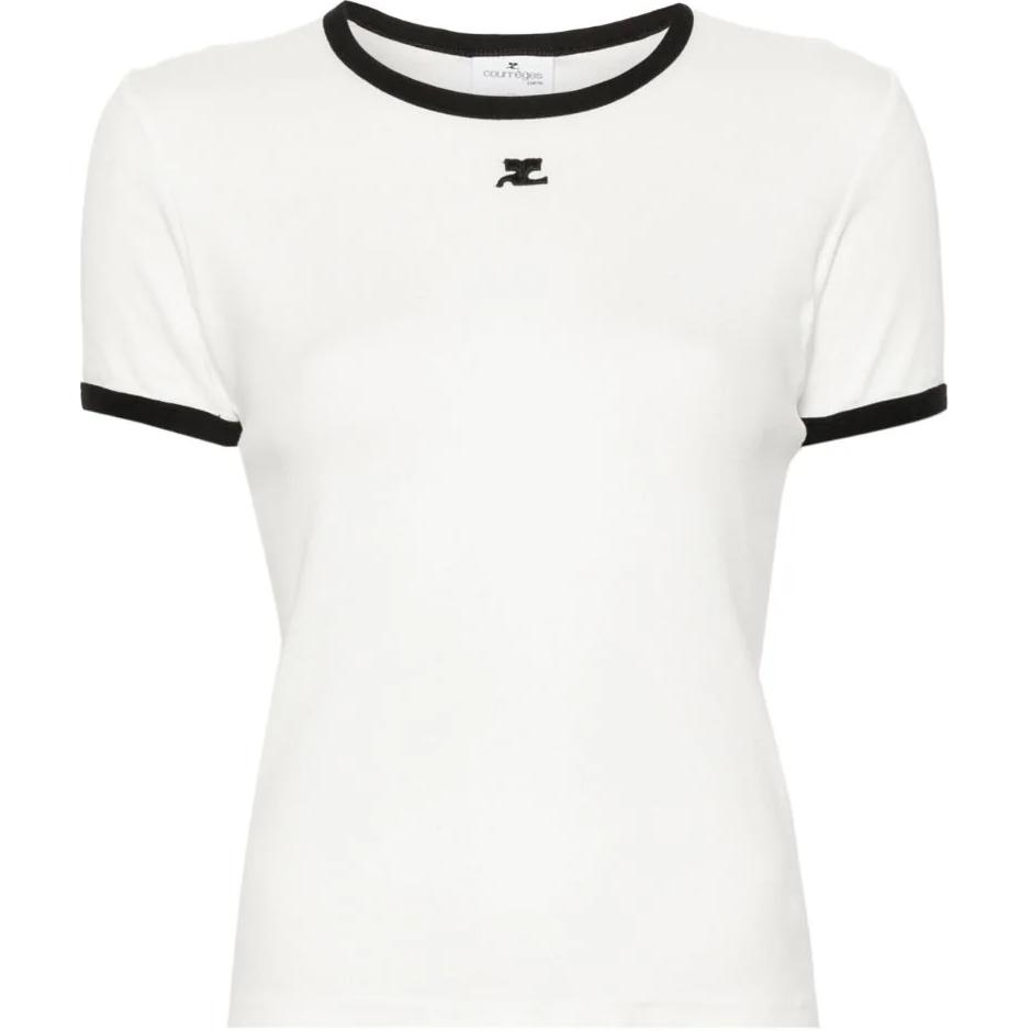 Order (W) Courrèges 修身版型圓領短袖T恤 白色附標誌補丁 VESJTS017JS0070-WHITE