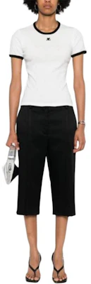 (W) Courrèges 修身版型圓領短袖T恤 白色附標誌補丁 VESJTS017JS0070-WHITE Lookbook (W) Courrèges 修身版型圓領短袖T恤 白色附標誌補丁 VESJTS017JS0070-WHITE