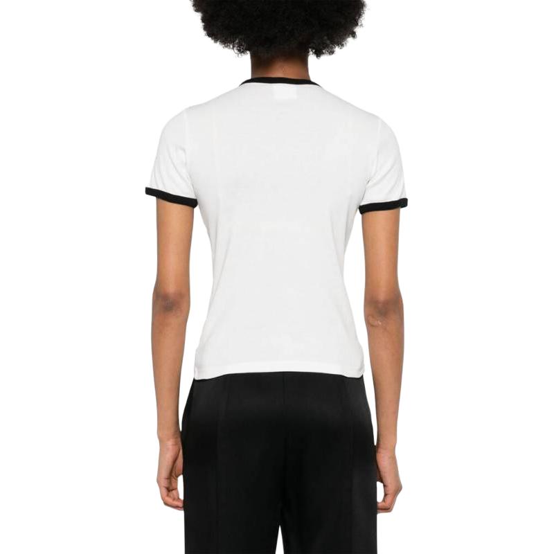 Shop (W) Courrèges 修身版型圓領短袖T恤 白色附標誌補丁 VESJTS017JS0070-WHITE