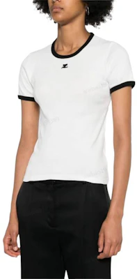 (W) Courrèges 修身版型圓領短袖T恤 白色附標誌補丁 VESJTS017JS0070-WHITE Purchase (W) Courrèges 修身版型圓領短袖T恤 白色附標誌補丁 VESJTS017JS0070-WHITE