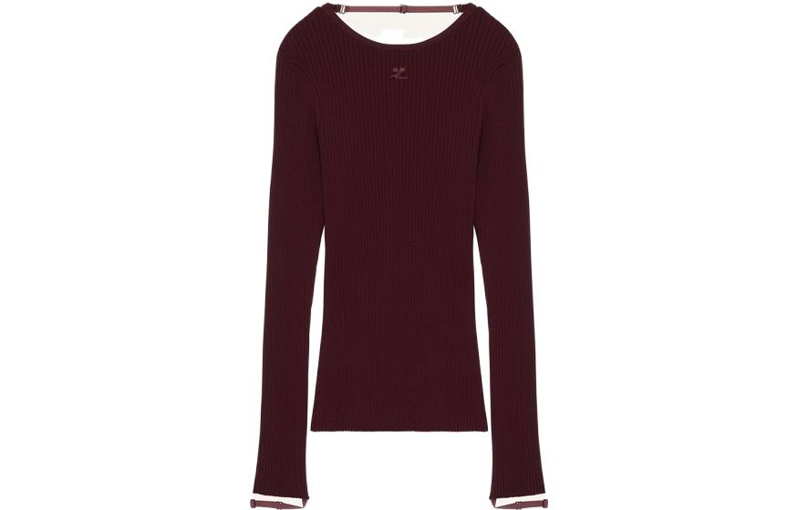 (Women) Courrèges COURREGES  Solid Color Knit Pullover Long Sleeve Sweater 323MPU105FI00016025