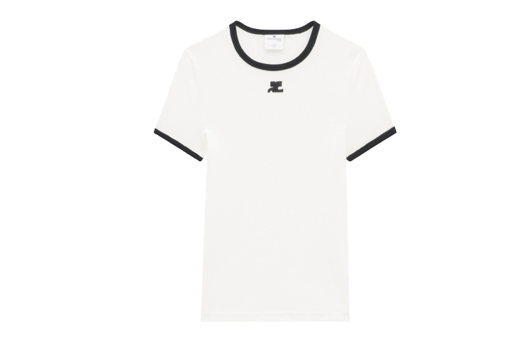 Order (W) Courrèges COURREGES 白色拼色圆领短袖T恤 PERJTS017JS00700098