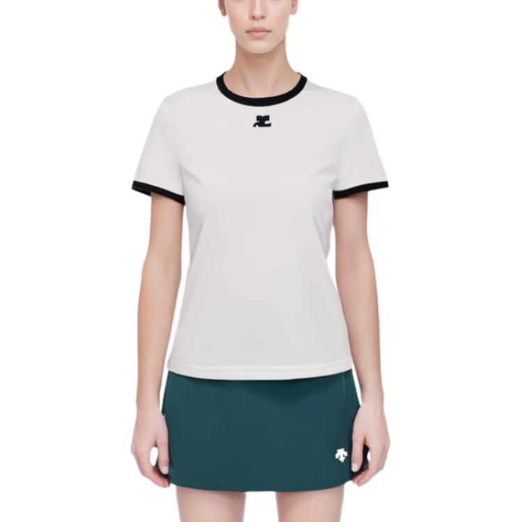 Lookbook (W) Courrèges COURREGES 白色拼色圆领短袖T恤 PERJTS017JS00700098