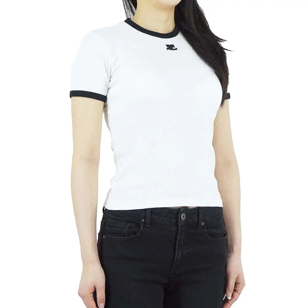 Sizing (W) Courrèges COURREGES 白色拼色圆领短袖T恤 PERJTS017JS00700098