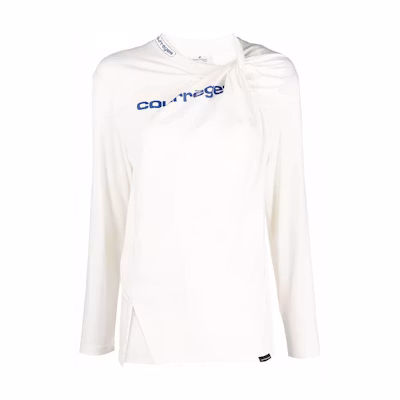 (Women) Courrèges COURREGES White Letter Crewneck Hollow Long Sleeve T-Shirt 123JBD037JS0071-0001