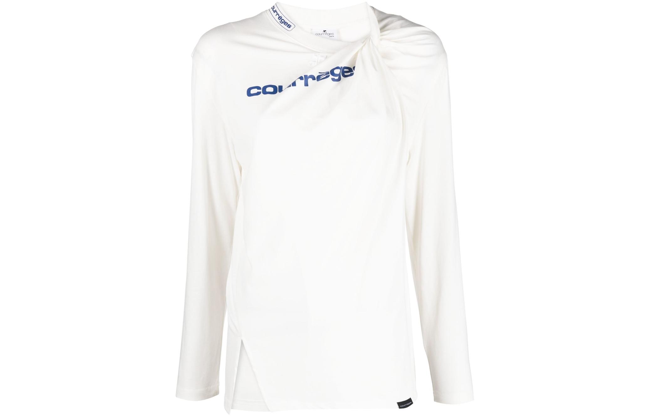 Order (W) Courrèges 白色字母鏤空長袖圓領T恤 123JBD037JS0071-0001