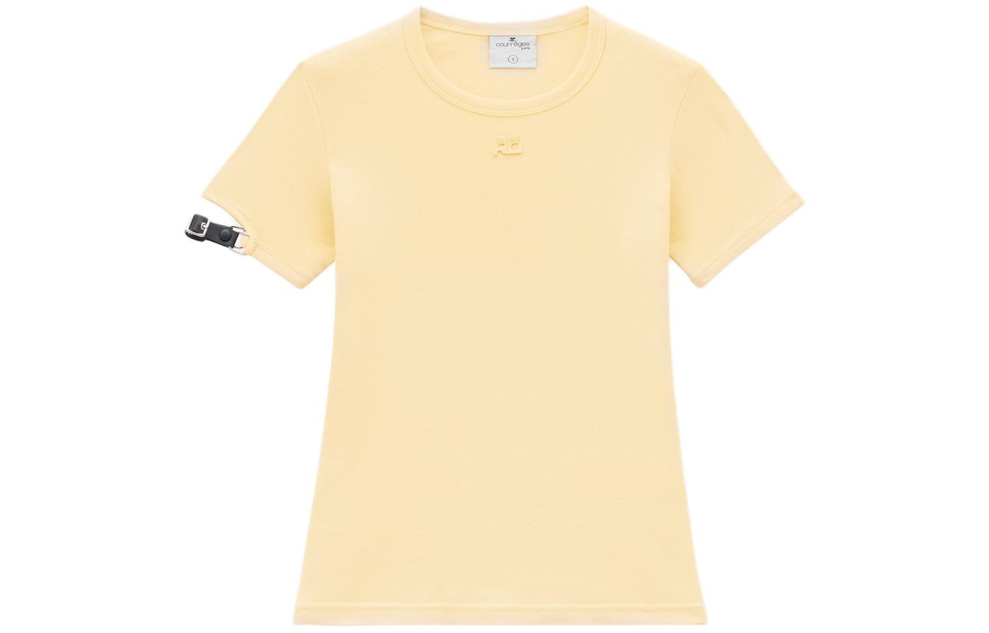 Order (W) Courrèges 拼色圆领短袖 T 恤 SS24 花粉黄 124JTS117JS00702063