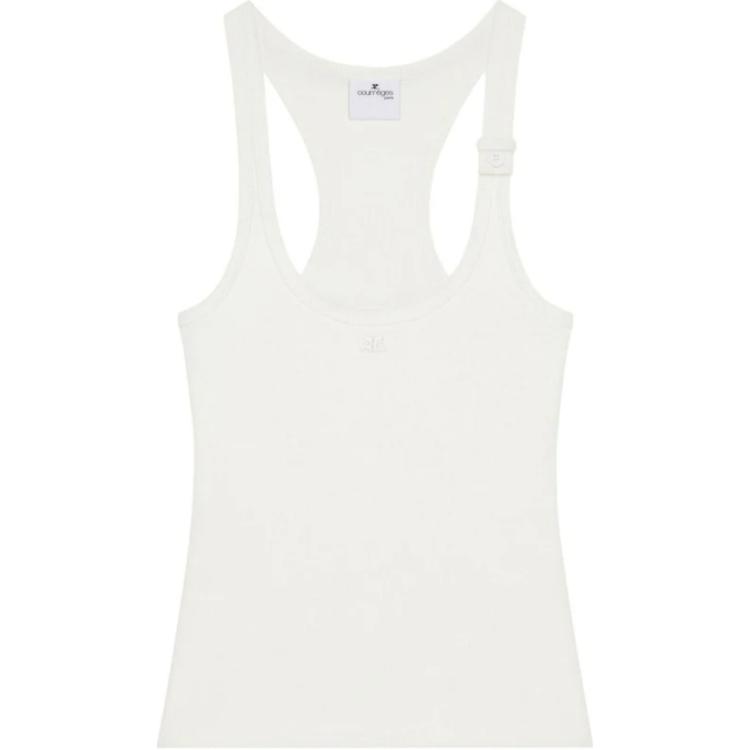 Order (W) Courrèges COURREGES 女士白色Logo無袖圓領坦克背心 125JDE123JS0194-0001