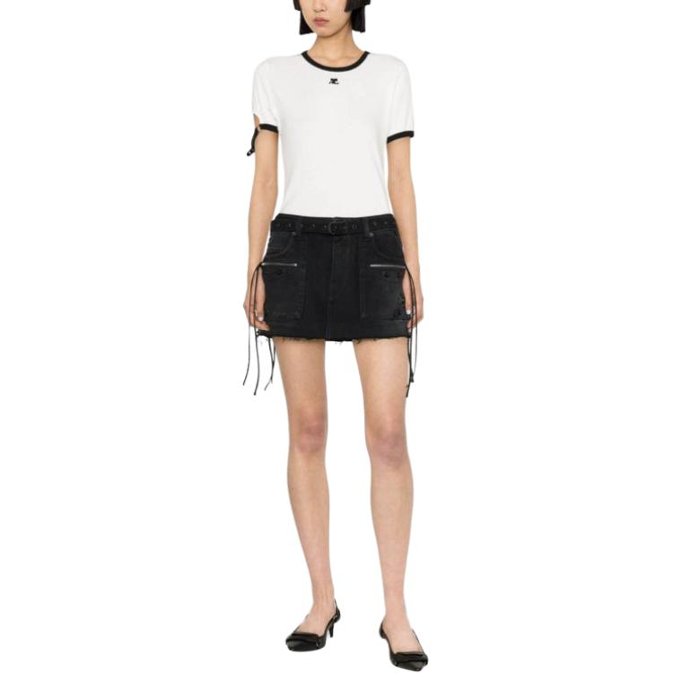 Lookbook (W) Courrèges 标志修身撞色短袖圆领T恤 SS24 白色 124JTS117JS00700098