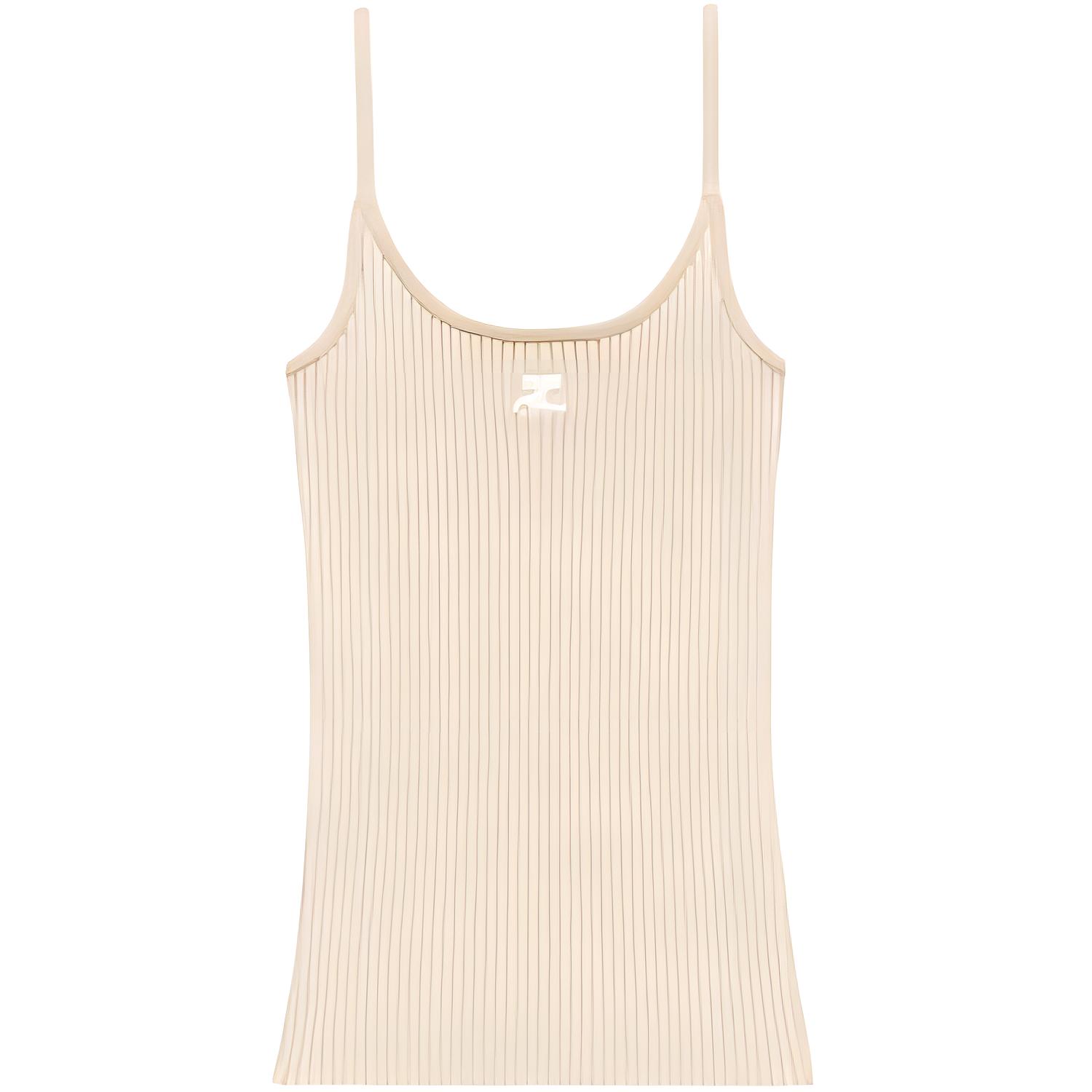 (Women) Courrèges COURREGES Solid Knitted Cami Tank Top  Sand Color PERMDE012FI00011007
