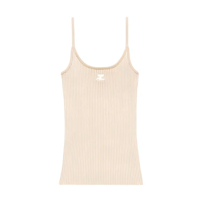 (Women) Courrèges COURREGES Solid Knitted Cami Tank Top Sand Color PERMDE012FI00011007