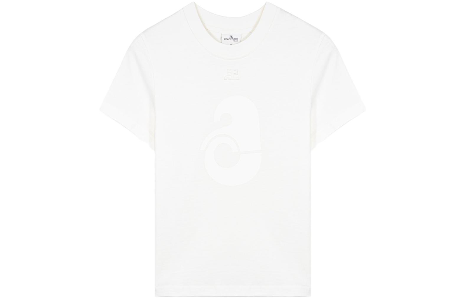 Order (W) Courrèges SS23 女士白色图案印花圆领短袖T恤 123JTS065JS00580001