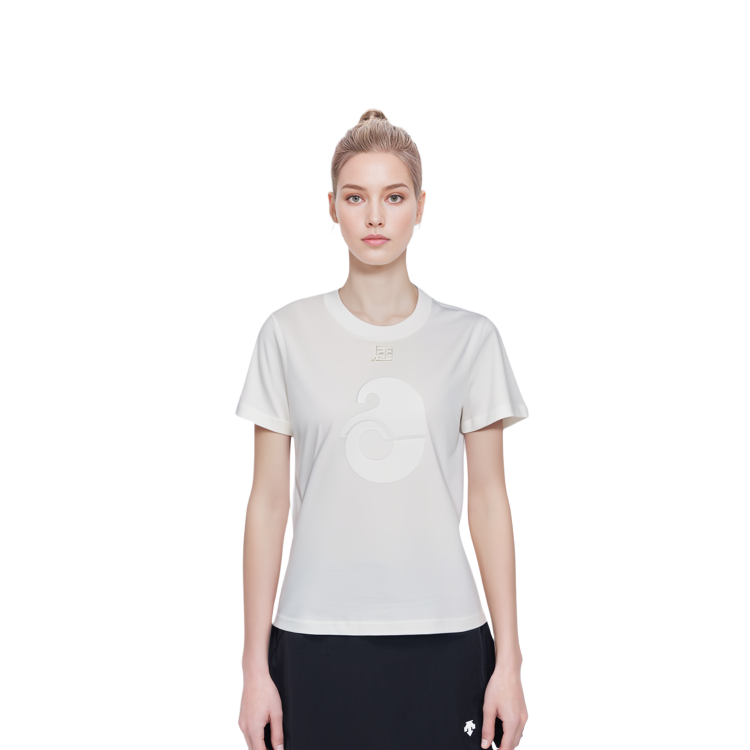 Shop (W) Courrèges SS23 女士白色图案印花圆领短袖T恤 123JTS065JS00580001