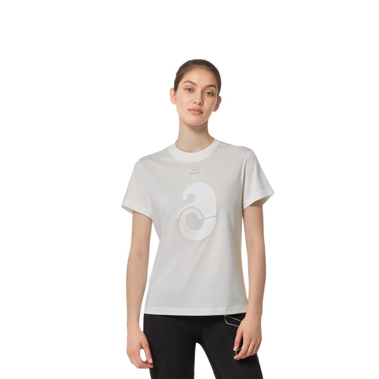 Purchase (W) Courrèges SS23 女士白色图案印花圆领短袖T恤 123JTS065JS00580001