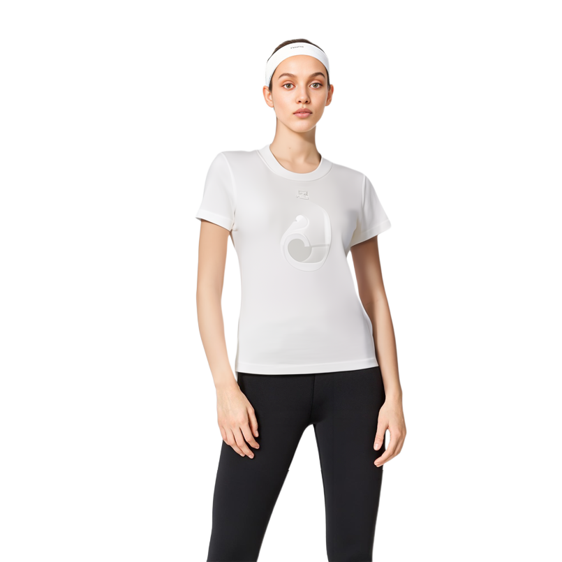 Details for (W) Courrèges SS23 女士白色图案印花圆领短袖T恤 123JTS065JS00580001