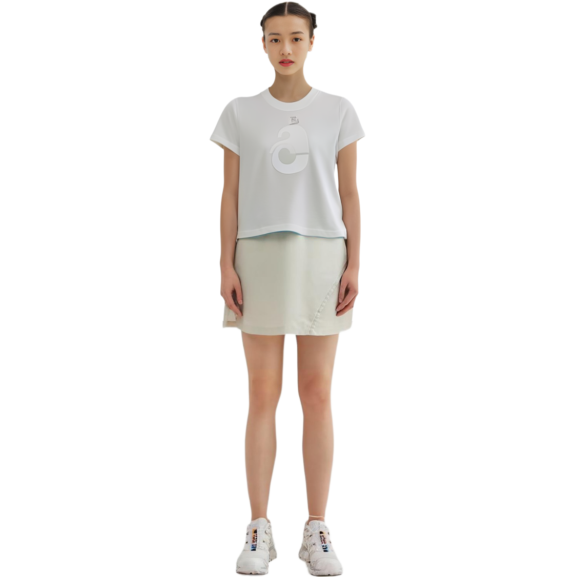 Sizing (W) Courrèges SS23 女士白色图案印花圆领短袖T恤 123JTS065JS00580001