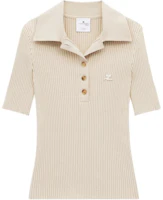 (Women) Courrèges COURREGES SS24 Rib Knit Short Sleeve Polo Shirt Sand Color 224MPO029FI00011007 (Women) Courrèges COURREGES SS24 Rib Knit Short Sleeve Polo Shirt Sand Color 224MPO029FI00011007