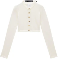 (Women) Courrèges COURREGES SS24 Soft Wool Cardigan Long Sleeve Heritage White Sweater 124MGI015FI00510001 (Women) Courrèges COURREGES SS24 Soft Wool Cardigan Long Sleeve Heritage White Sweater 124MGI015FI00510001