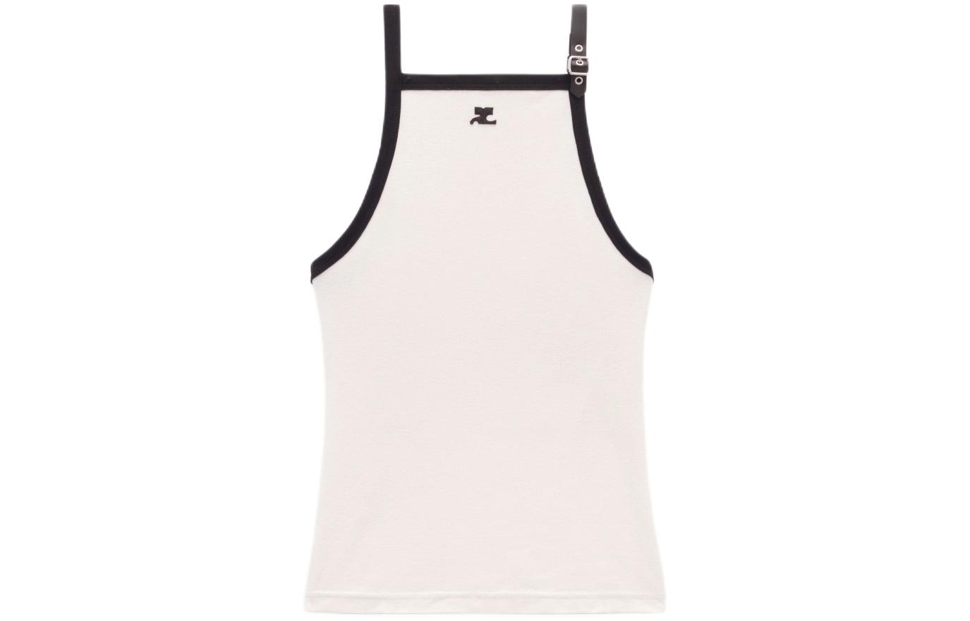 (Women) Courrèges COURREGES SS24 Buckle Contrast Tank Top Cotton Lime Stone  Fashion 124JDE067JS0070B093