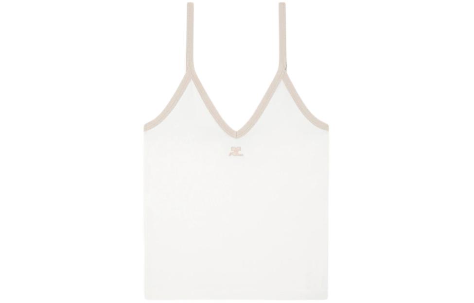 (Women) Courrèges Courreges SS24 Colorblock V-Neck Tank Top  White Heritage/Traditional White 224JDE075JS0070B131