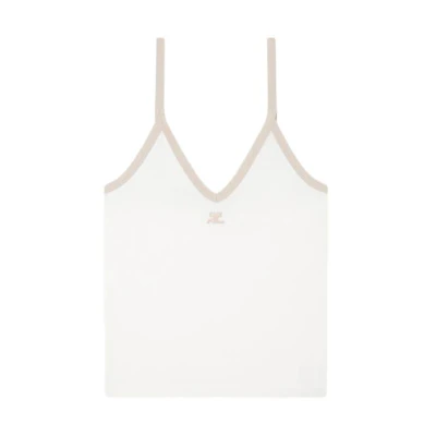 (Women) Courrèges Courreges SS24 Colorblock V-Neck Tank Top White Heritage/Traditional White 224JDE075JS0070B131