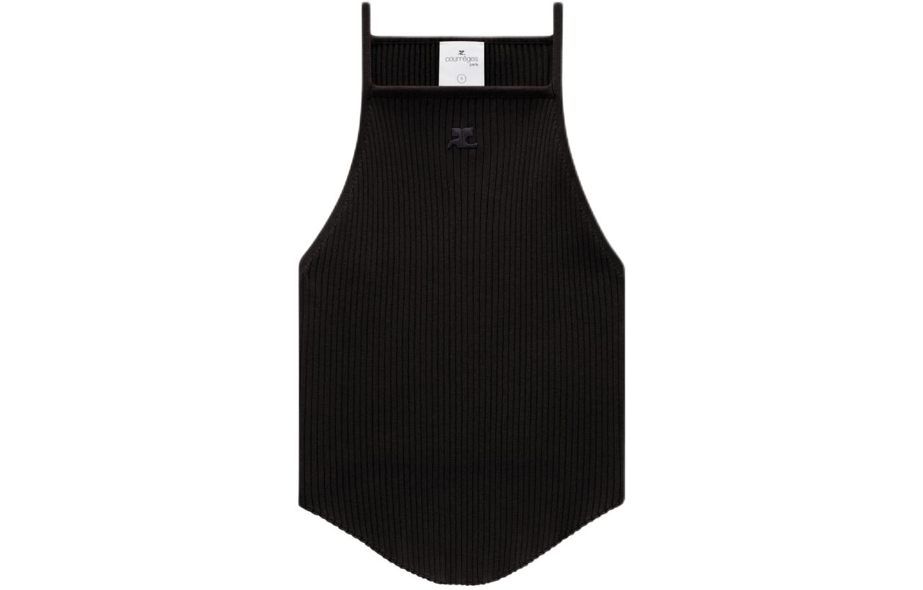 (Women) Courrèges COURREGES SS24 Holistic Rib Knit Tank Top Comfortable Sleeveless Knit Black Women 124MDE074FI00019999