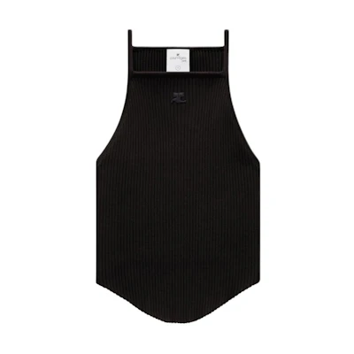 (Women) Courrèges COURREGES SS24 Holistic Rib Knit Tank Top Comfortable Sleeveless Knit Black Women 124MDE074FI00019999