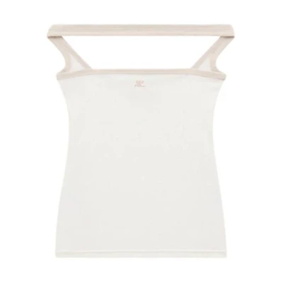 (Women) Courrèges COURREGES SS24 Hyperbole Contrast Tank Top White Heritage Embroidered. 224JTO301JS0070B131
