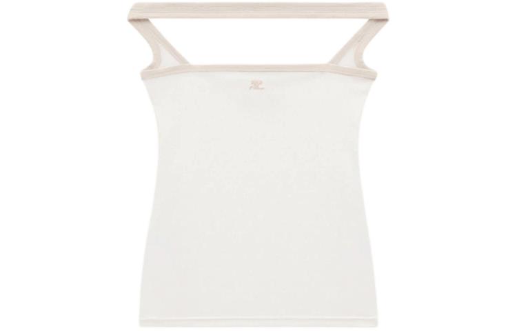 Order (W) Courrèges SS24 对比刺绣白色无袖上衣 Heritage款式 224JTO301JS0070B131