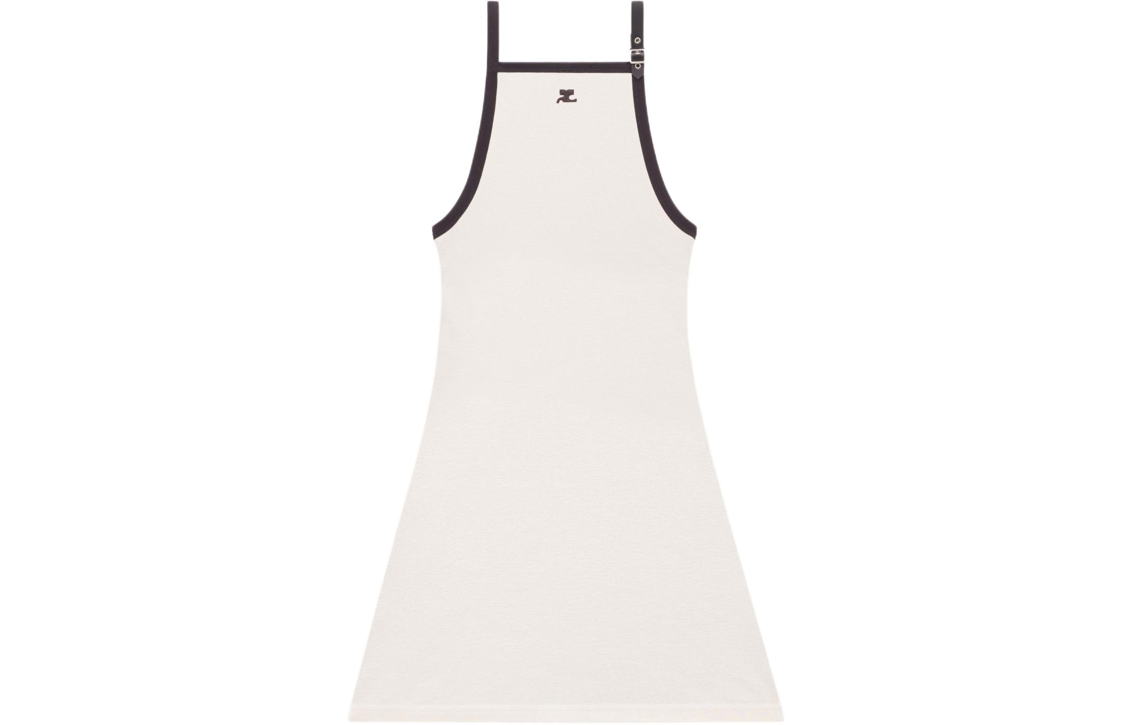 (Women) Courrèges COURREGES Y2K White Buckle Strap Mini Dress with Logo Print for Women. 124JRO364JS0070B093
