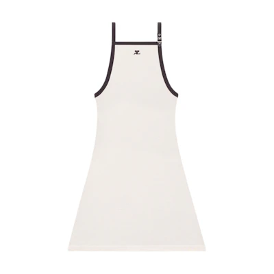 (Women) Courrèges COURREGES Y2K White Buckle Strap Mini Dress with Logo Print for Women. 124JRO364JS0070B093