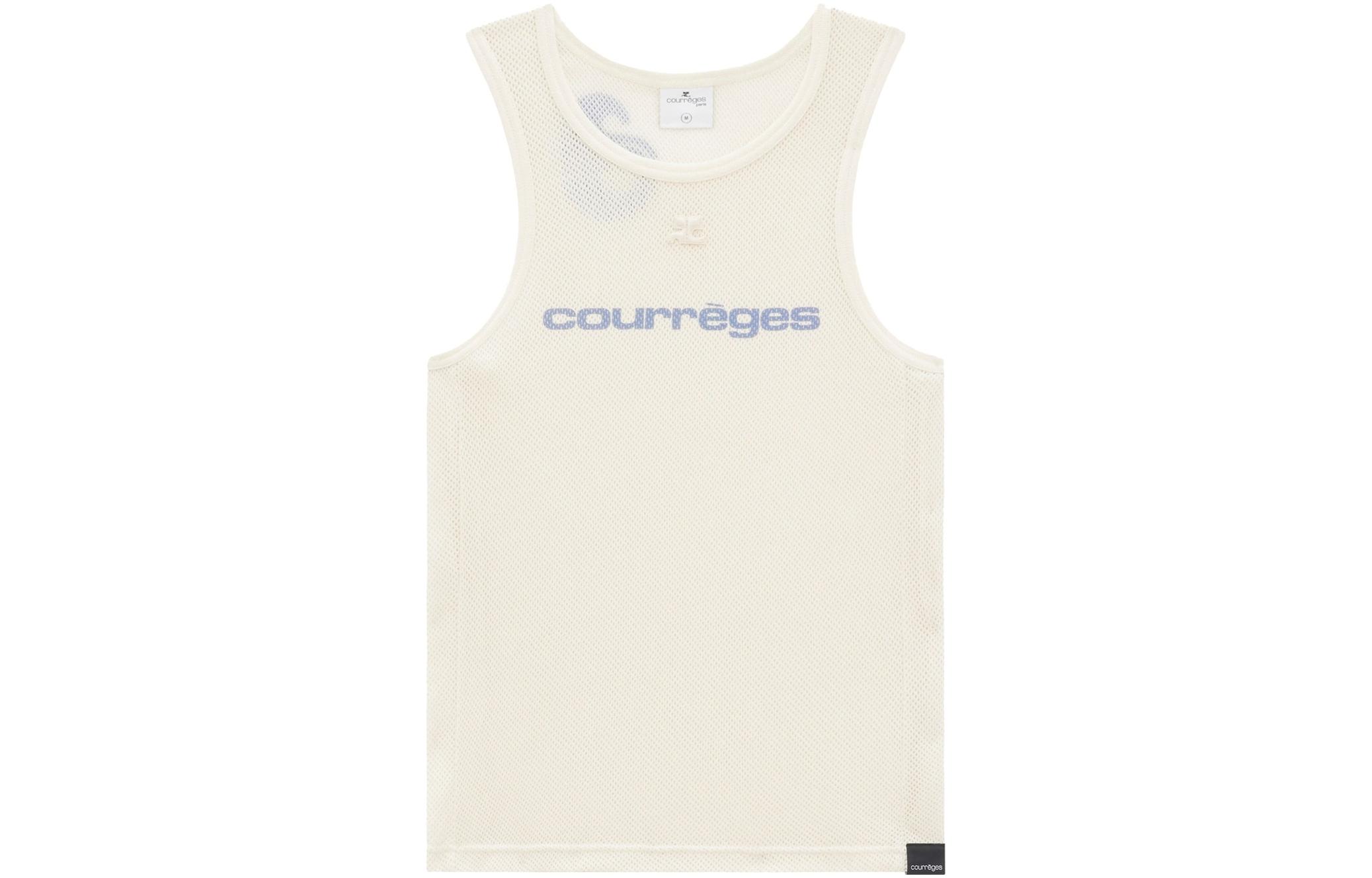 Order (W) COURRÈGES logo印花白色无袖上衣 123JDE041JS0069